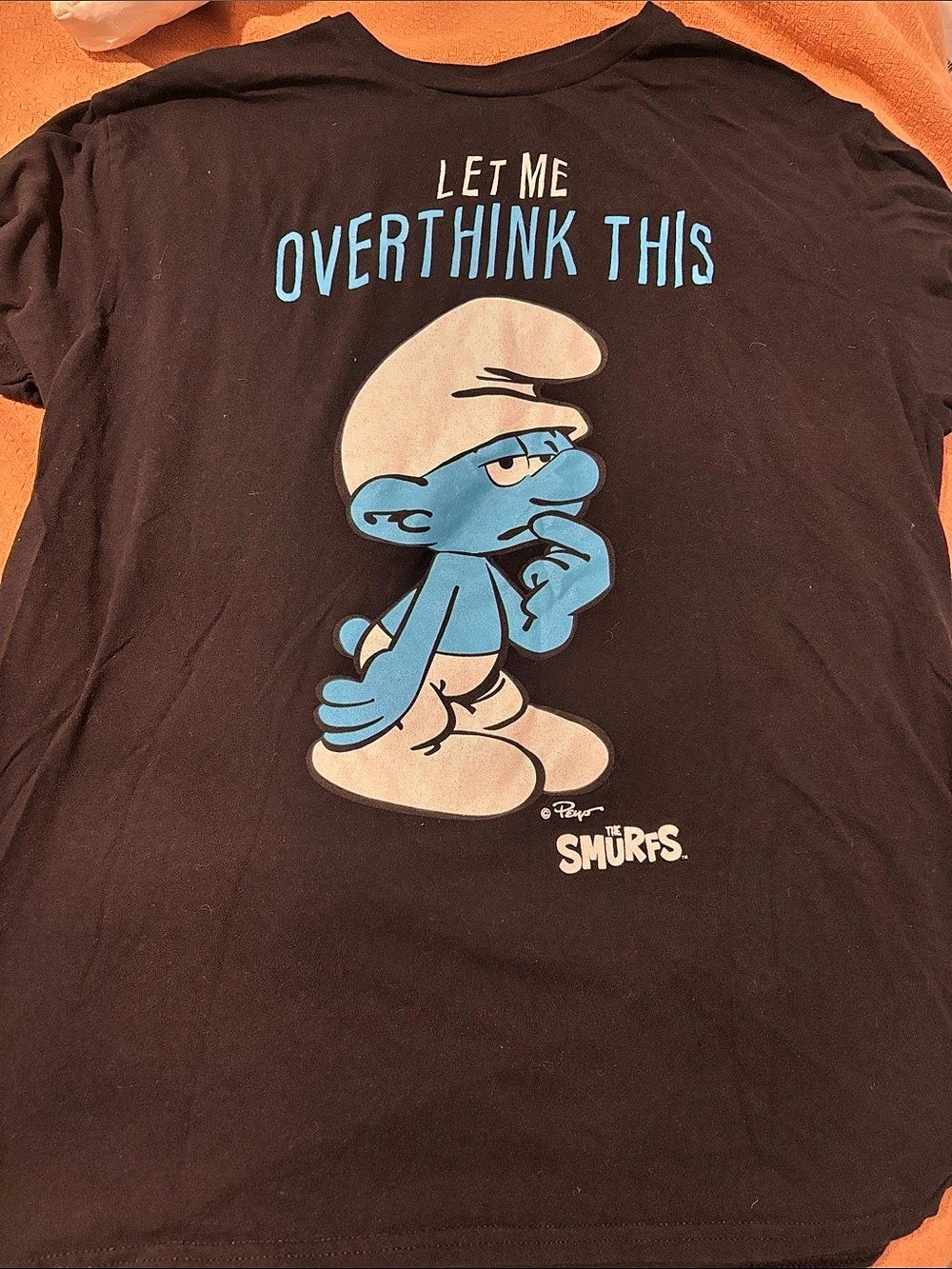The Smurfs Let Me Overthink This Graphic T-Shirt Tee Black & Blue